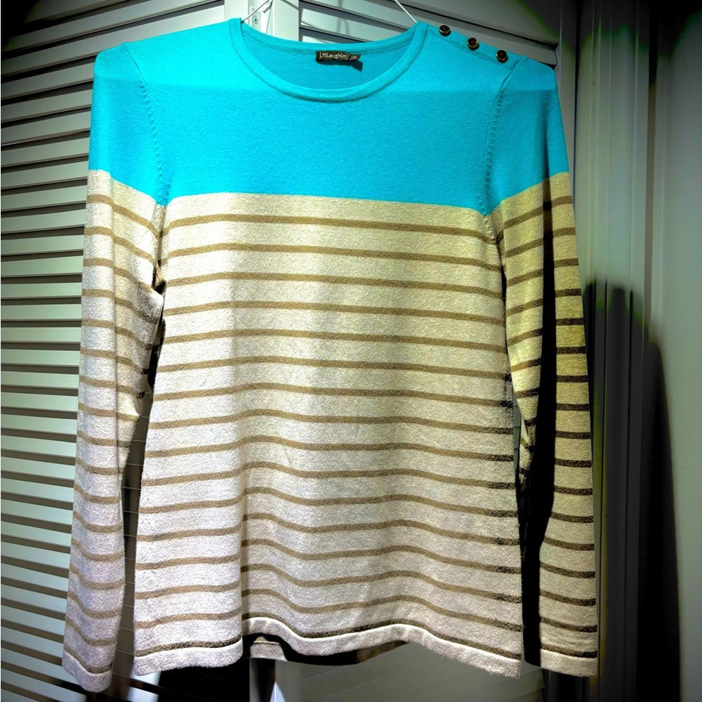 J. Mclaughlin Sweater Lightweight Medium Preppy R… - image 1